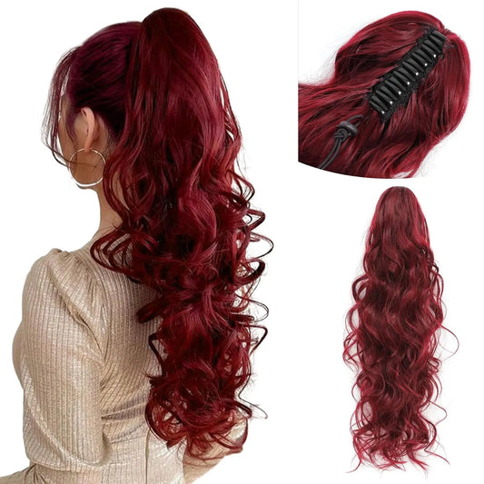 Tereshar Synthetic Ponytail Extension Claw Ponytail Extension Wavy Curly pony tails hair extensions Fake Hair Pieces for Women