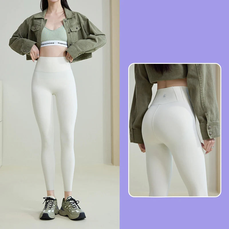 BIVIGAOS Spring Summer New Plum Red 3D Naked Feeling Sharkskin Leggings Women Slim Sexy Sport Yoga Push Up Fitness Leggings