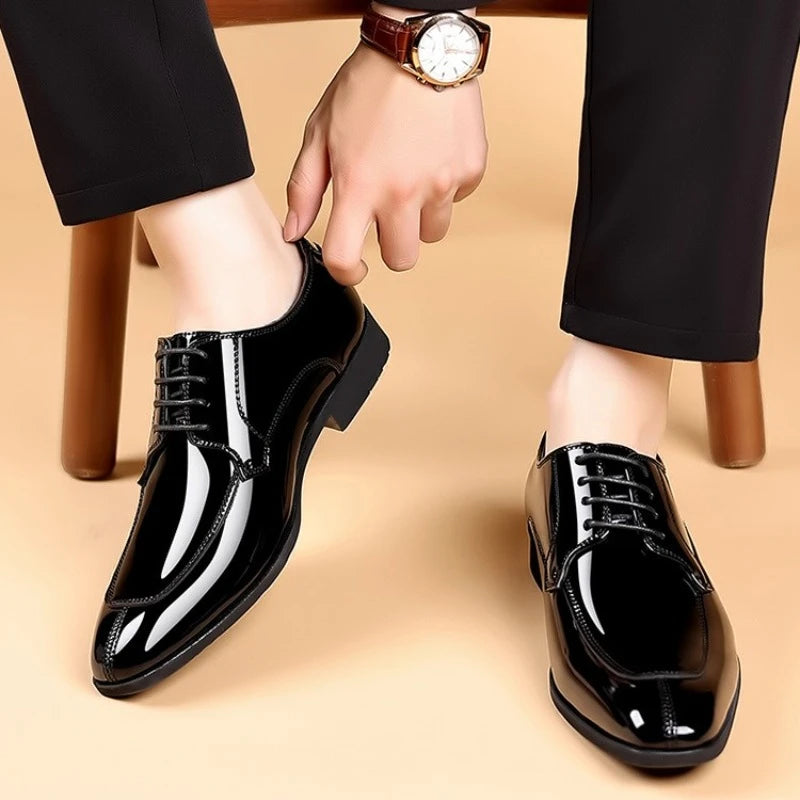 Business Men's Dress Shoes Patent Leather Trend Mens Party Shoe Soft Sole Casual Shoes Plus Size 38-48 Men Shoes High Quality