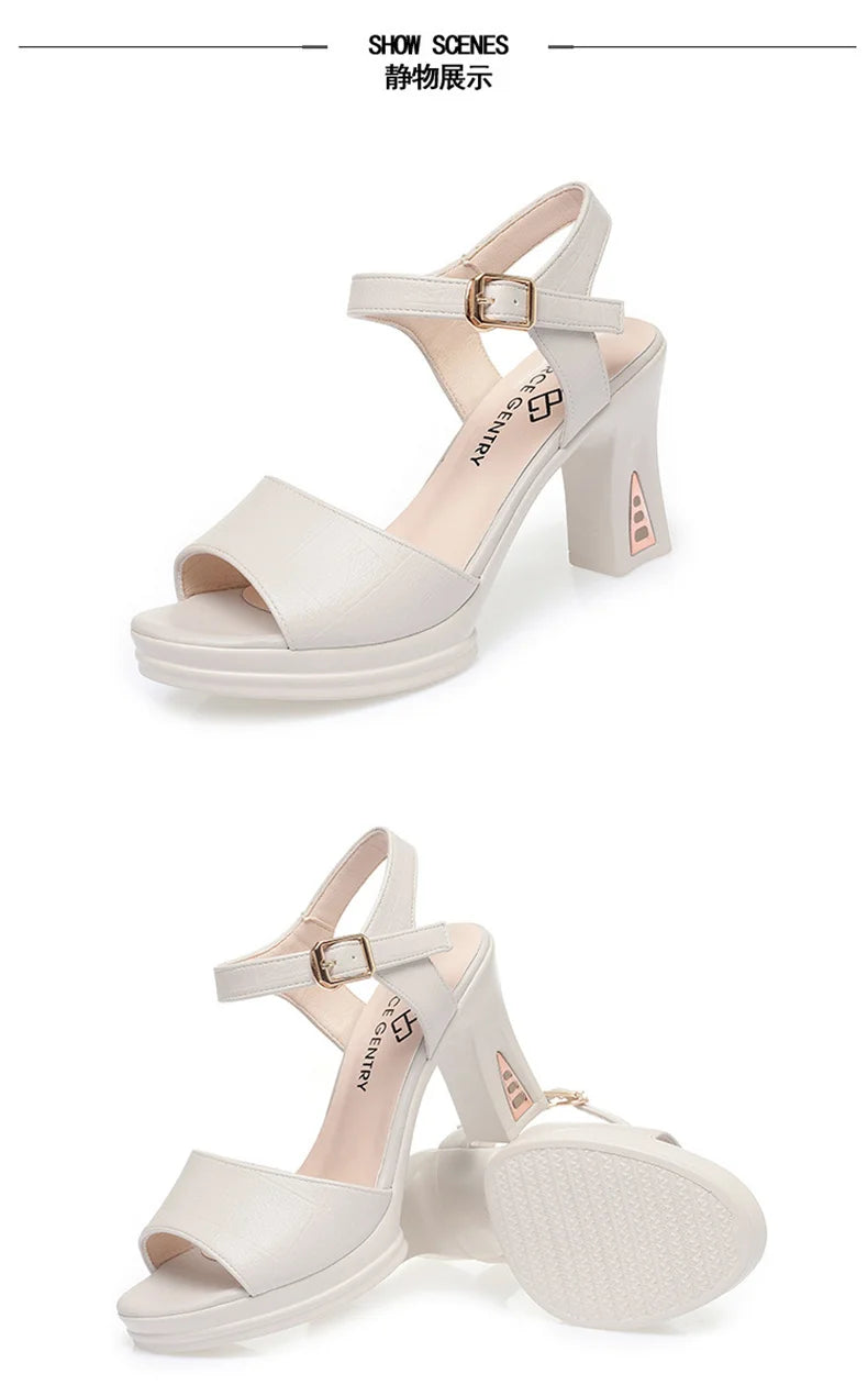 New Size 34-40  Summer Women Fashion Fish Mouth Platform High Heels Buckle Soft Bottom Sandals Waterproof Platform  Office Model