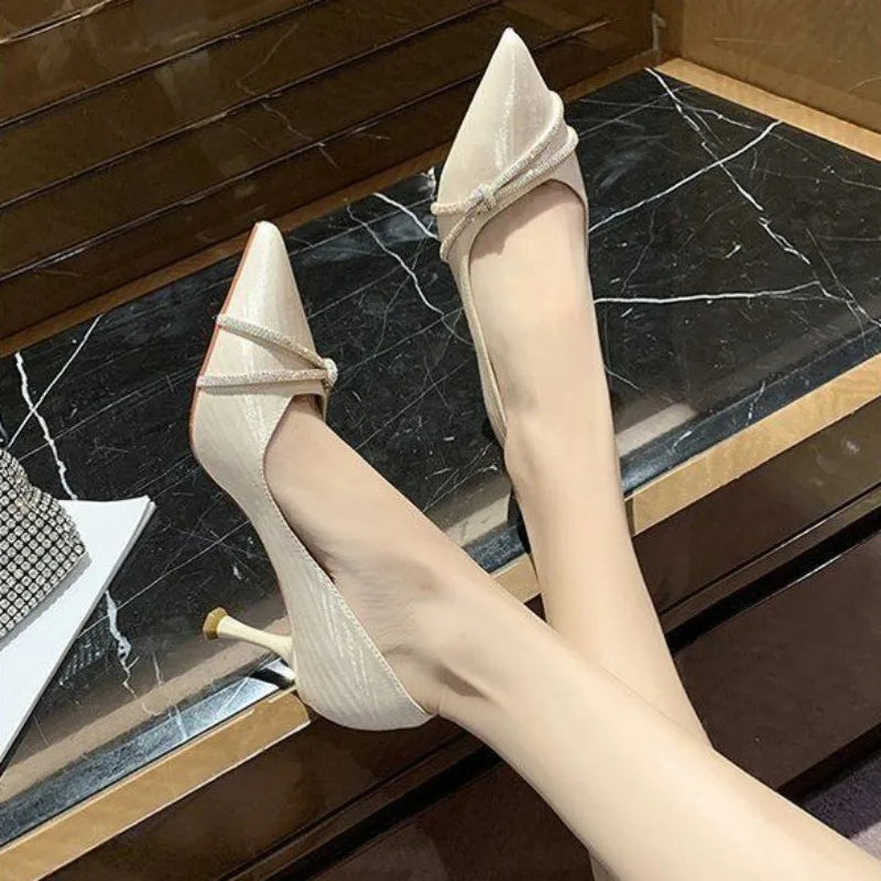 Ladies Pumps Black Rhinestone Diamond Wedding Bride Shoe with Heel Women's Shoes Crystals Elegant Dress A Lastest Wholesale Chic