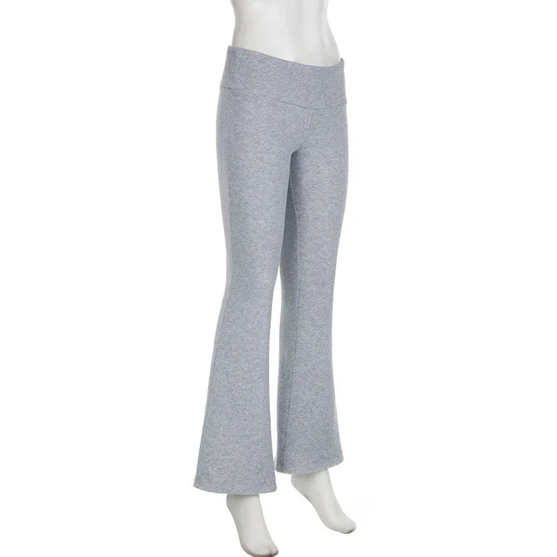 2025 Slim Low Waist Casual Sweatpants For Women Solid Simple Basic Flared Pants Sports Jogging Trousers