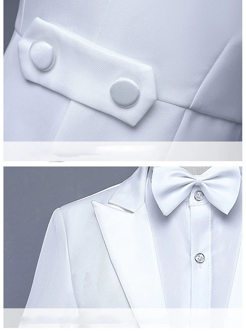 Children Tuxedo Tailcoat Formal Dress Suits Swallow Tail Coat Boy's Jacket Pants Suits Party Dance Magic Stage Performance Tails