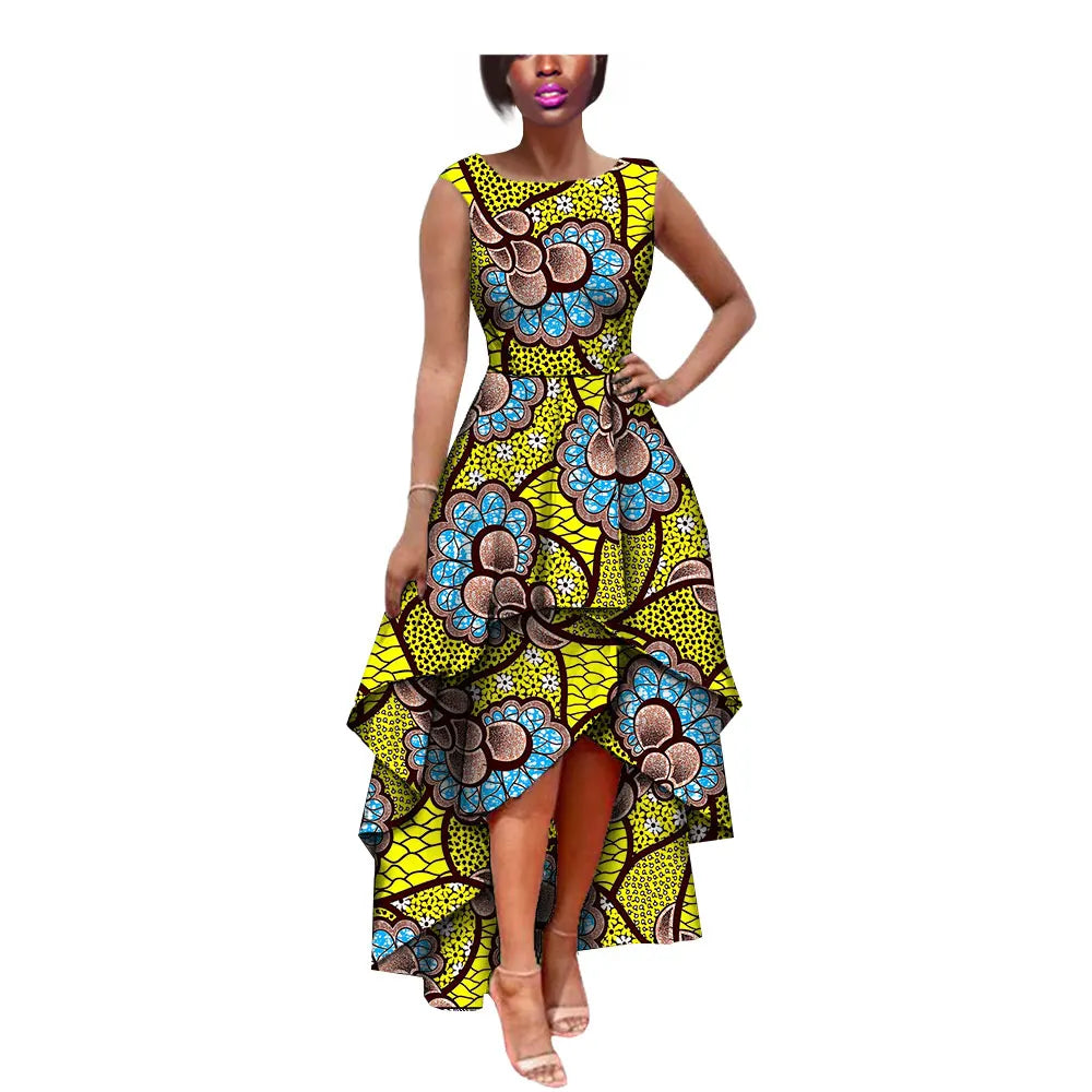 Hot African Women's AFRIPRIDE Private Sleeveless Pleated Party Dress Cotton Women's Dresses A722582