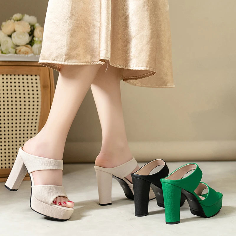 Aphixta Platform Slides 10cm Super High Heels Sandals Summer Woman Shoes Elegant Party Slides Shoes Sexy Outside Heels Size 42