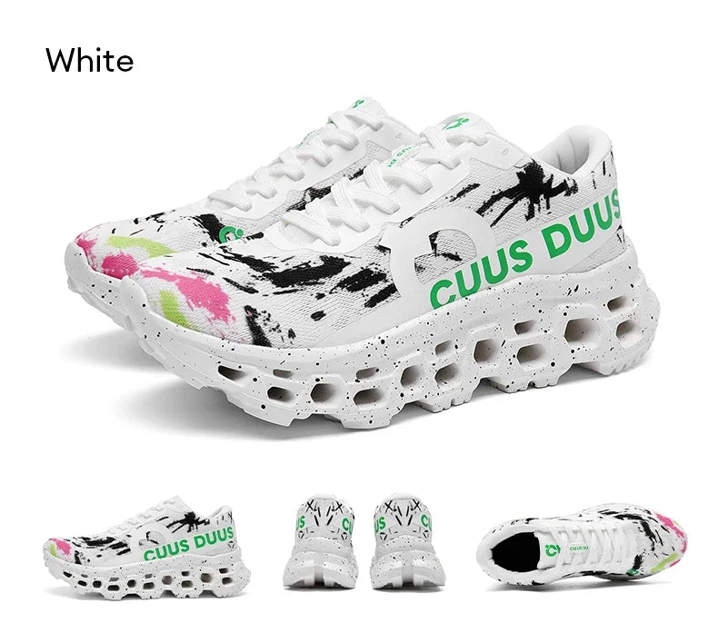 Running Shoes for Men Women Hollow Perforated Cushion Shock Absorbing Outdoor Hiking Sneakers Casual Chunky Walking Trainers