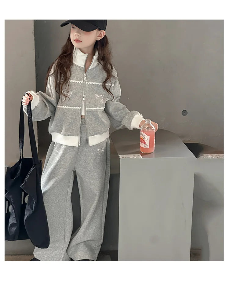 Children's Clothes Sets Girls Sports Suits Spring Autumn Jacket Pants Outdoor Causal Style Tracksuit 2 Piece Teenager Set 5-14Y