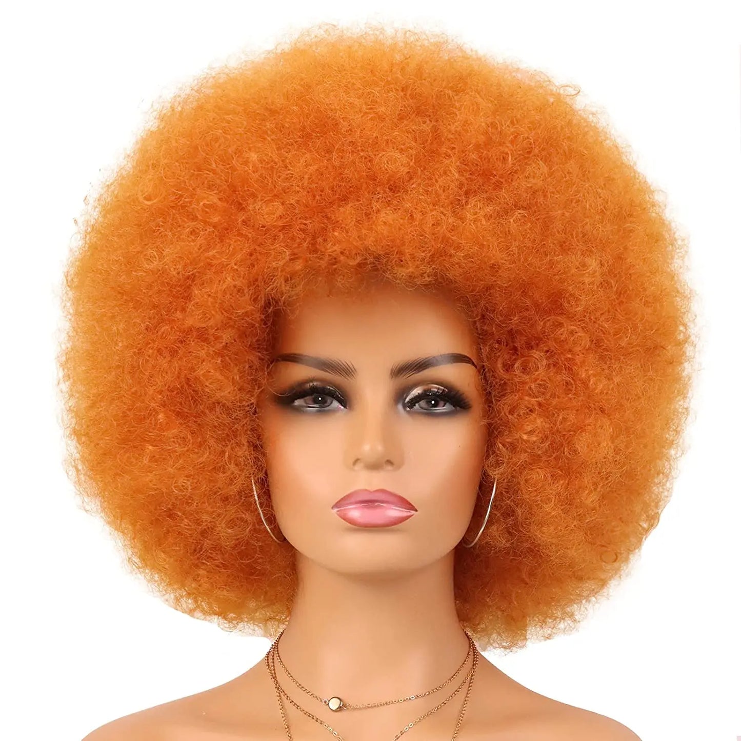 Synthetic 70s Afro Curly Wigs for Black Women Glueless Wear Soft Black Large Bouncy Natural Looking Full for Daily Party Use