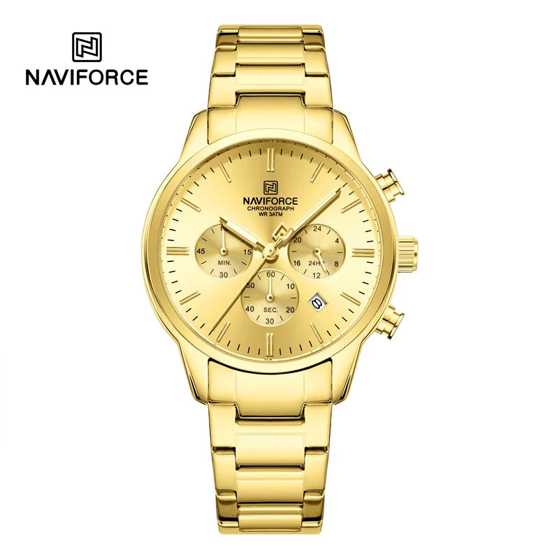 NAVIFORCE New Style Sporty 3ATM Waterproof Shockproof Stainless Strap  Man's Wristwatch Luxury Fashion Quartz Watches Men‘s Gift