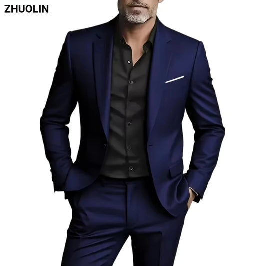 Suits For Men Elegant 2 Pieces Set Jackets Pants  Blazers Slim Fit Formal Wedding Outfit Fashion Business Classic 2026 Costume