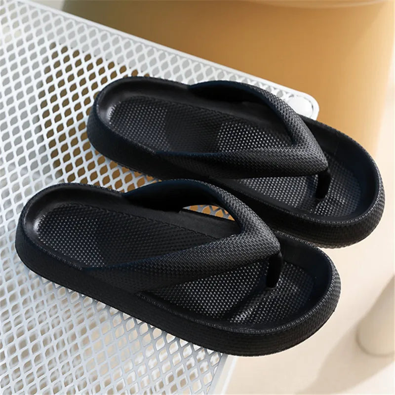 Rimocy Soft Sole EVA Women's Flip Flops 2025 Summer Beach Non-slip Cloud Slippers Women Thick Platform Clip Toe Bathroom Slides