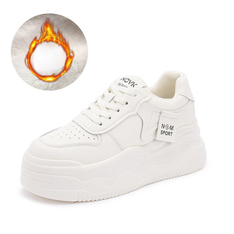 Fujin 8.5cm Genuine Leather Women Vulcanize Chunky Sneakers Women Summer Hidden High Heels Platform Wedge Summer Mesh Shoes