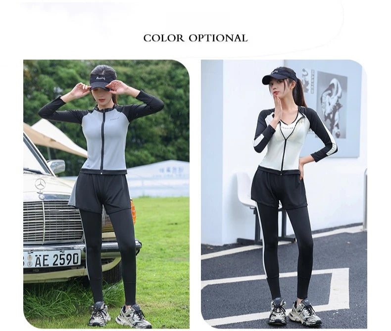Swimsuit Women Summer Split Conservative Snorkeling Sunscreen Long Sleeve Pants Five Piece Set Jellyfish Sports Surfing Swimsuit