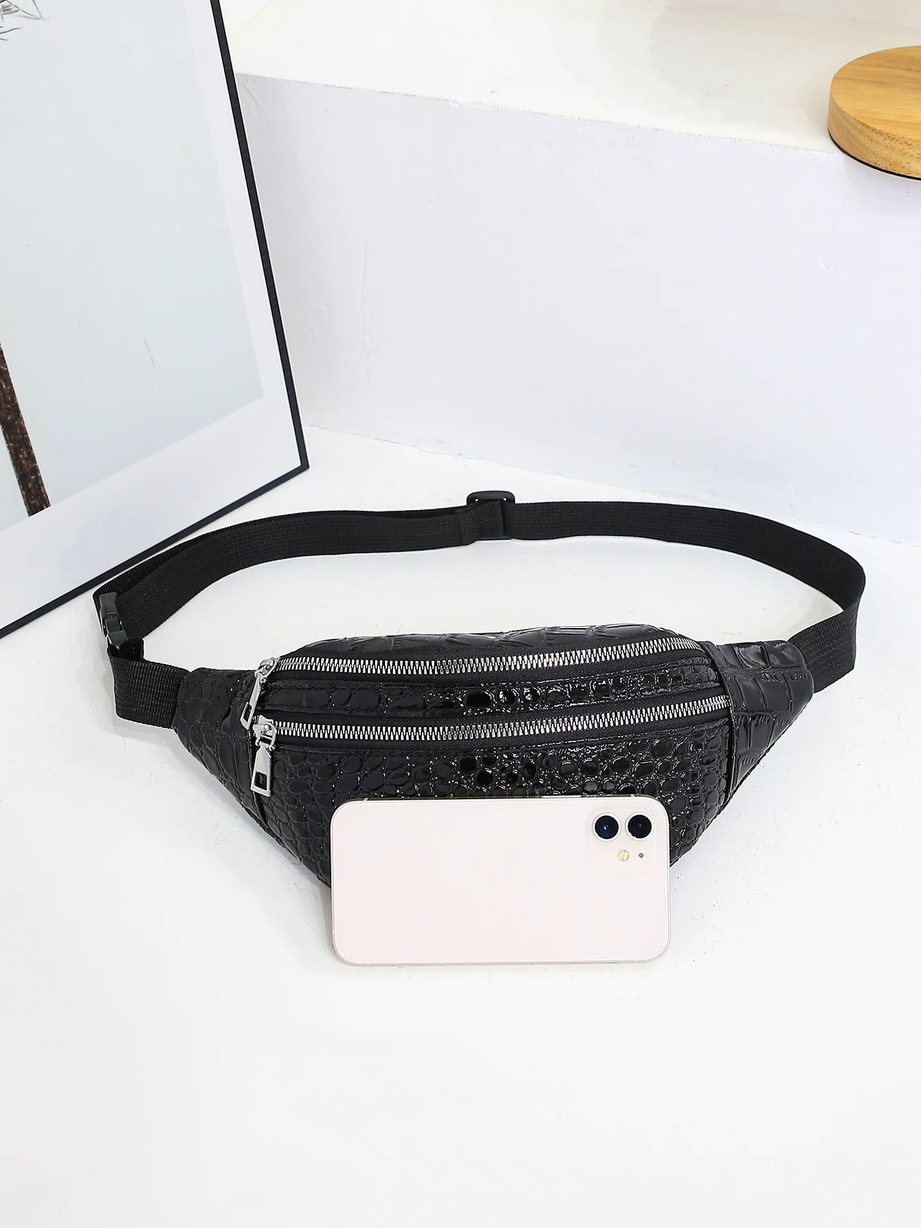 Crocodile Pattern Waist Bag Chest Bag Waterproof Highlight Fanny Pack Shoulder Messenger Bag Outdoor Sports Running Phone Bag