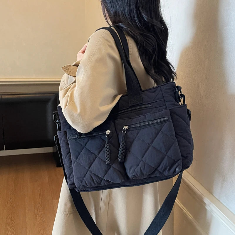 Large capacity Tote Bags for Women Shoulder Side Bag Fashion Space cotton Shopping Bags Multi-pocket Messenger Bag Lady Handbags