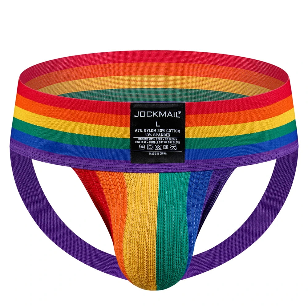 JOCKMAIL Men Athletic Supporters Jockstrap Thongs Mens Underwear  Underpants Bikini  3" Elastic Waistband  Hombre Panties