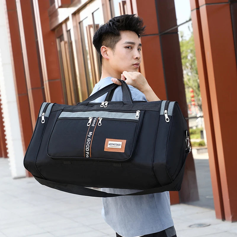 Women Men Nylon Travel Duffel Bag Carry On Luggage Bag Men Tote Large Capacity Weekender Gym Sport Holdall Overnight Bag Pouches