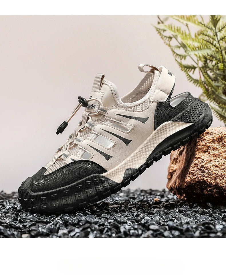 Men's Casual Sandals Summer Mesh Breathable Hollow Sneaker Men Outdoor Anti-slip Creek Shoes for Men Waterproof Roman Sandals