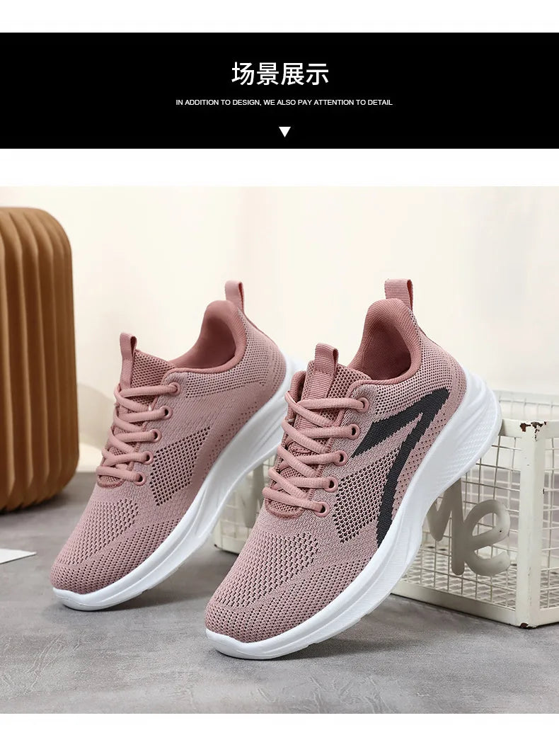 Women Casual Sport Shoes Breathable Lightweight Sneakers Outdoor Mesh Black Running Shoes Athletic Jogging Tenis Walking Shoes