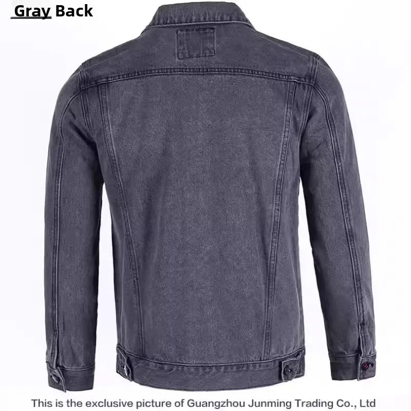 Retro Japanese Style Wearable Long Sleeve Denim Jacket for Men Spring Autumn Loose Casual Classic Collar Dirt Resistant