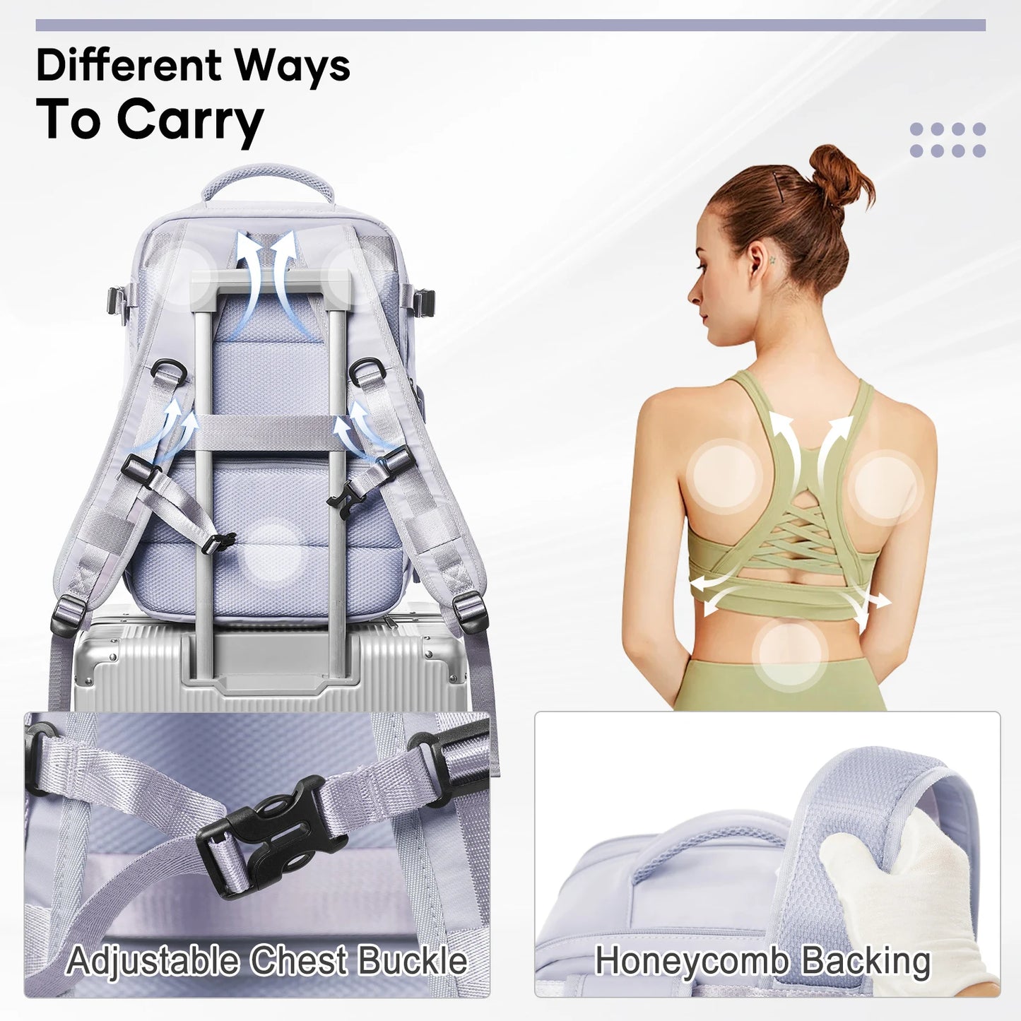 Travel Vacuum Backpack with Vacuum Compression Pump, Large Capacity Airplane Travel Backpack Women Men Expanded Laptop Backpack