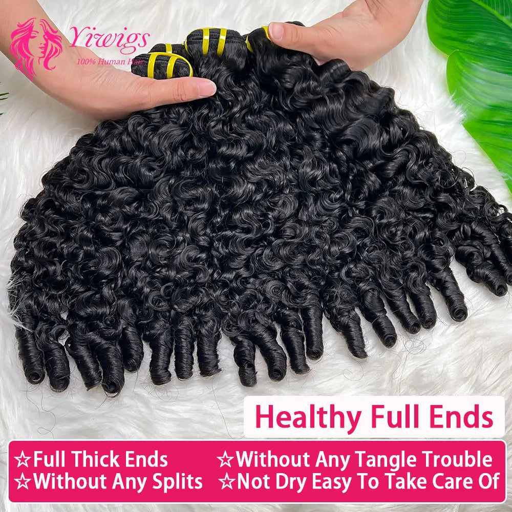Burmese Curly Bundles Human Hair Extensions Burmese Pixie Curls Raw Hair 100% Human Hair Bundles Weave 1/3/4Pcs Full End
