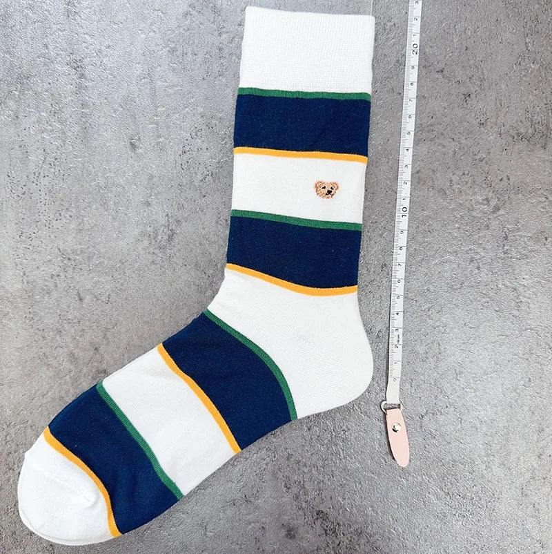 Good Quality Cartoon Gentleman Bear Men's Socks Cotton Harajuku Style Sport Boys Skateboard Novelty Breathable  Christmas Gifts