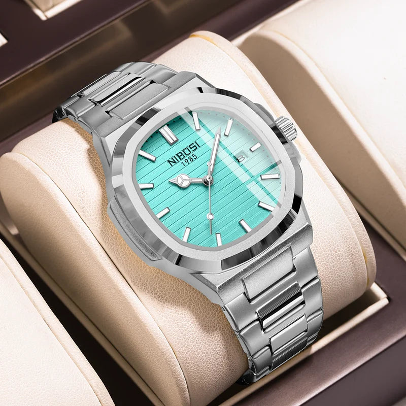 NIBOSI Men Watches Analog Quartz Stainless Steel Military Watches for Men Waterproof Business Classic Design Date Wrist Watch