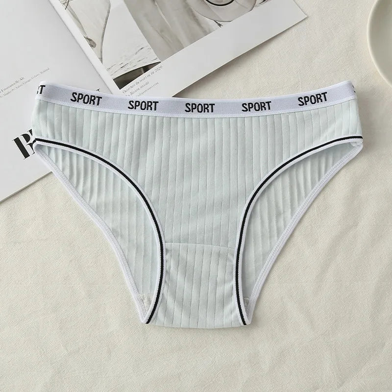 Fashion Letter Women's Underwear Breathable Cotton Triangle Pants Mid Waist Sexy Comfortable Lingerie Bright Cute Girl Briefs