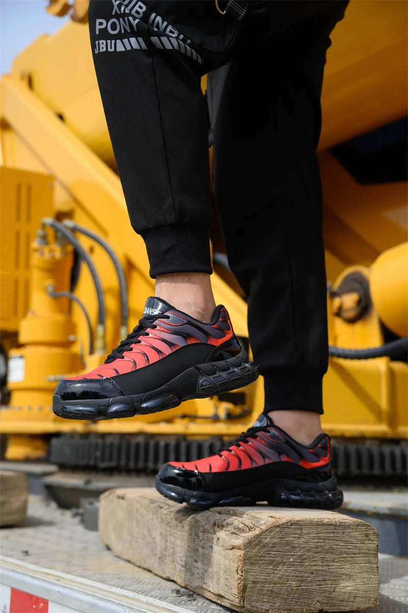 Air Cushion Steel Toe Work Safety Shoes Men Women Non Slip Sneakers Anti-Smash Puncture Proof Security Breathable Shoes Unisex