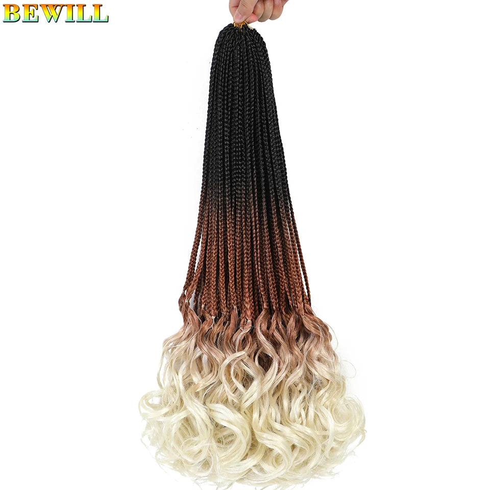 14 18 24 Inch French Curl Crochet Braids Boho Goddess French Curl Box Braids Crochet Hair Synthetic French Curly Braiding Hair
