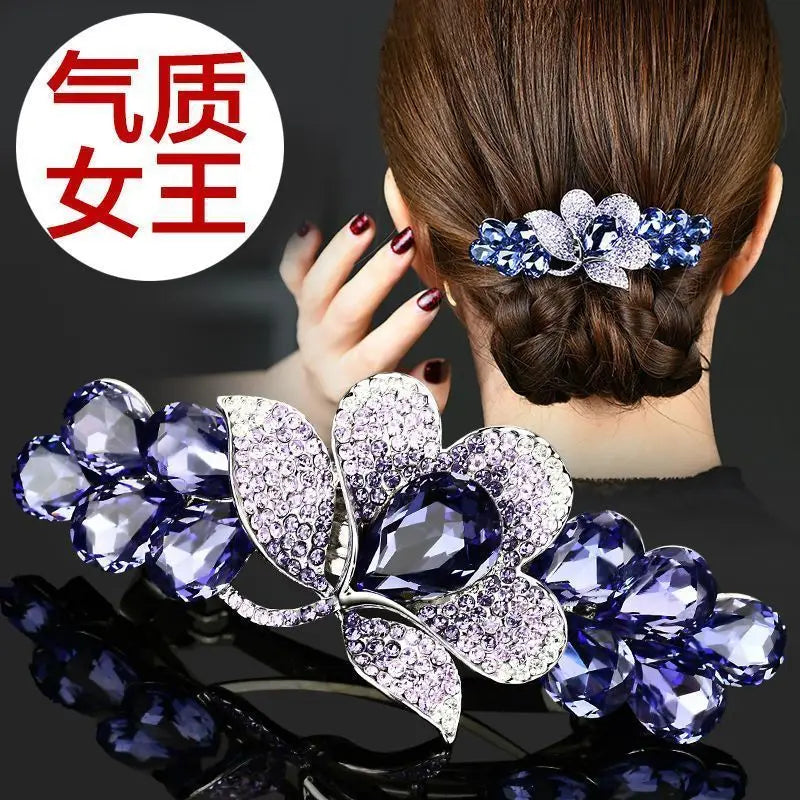 Korean Style Rhinestone Floral Hair Clip Mother Headdress Headpiece Female Hair Accessories Temperament Barrettes Hairpins BAZAARHUBO