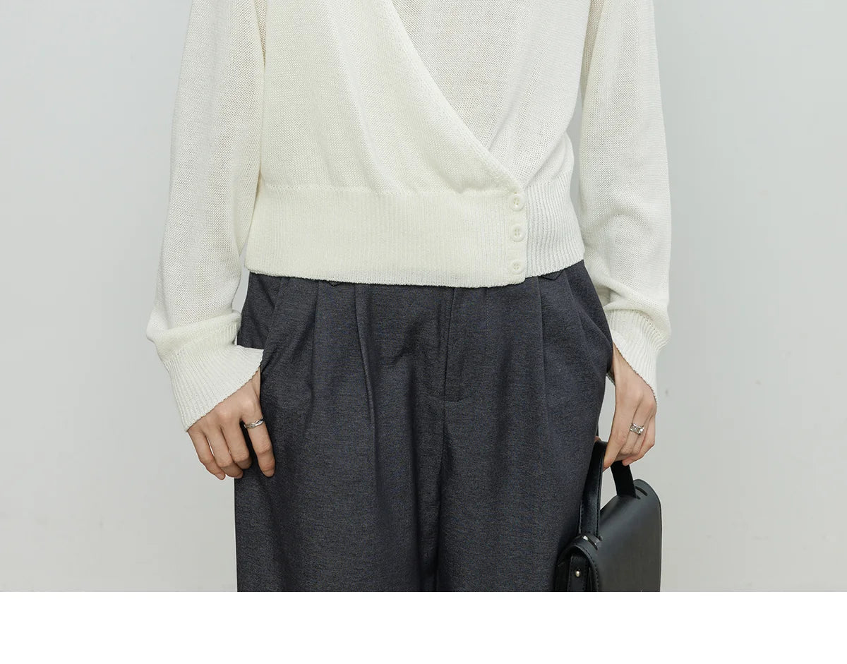 Fashion Retro Knitted Sweater for Women in Spring 2025 New Round Neck Long Sleeve Loose Top Solid Color Personalized Pullover