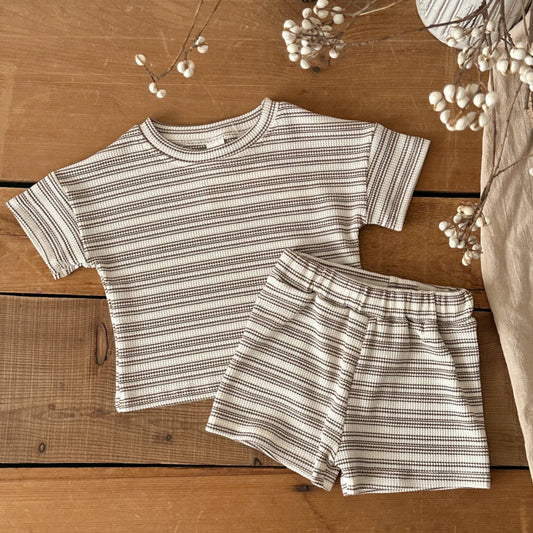 Summer Baby Clothing Set Striped Tee and Shorts 2PCS Toddler Boys Girls Casual Style Suit for 0-3 Years Kids Stylish Outfit