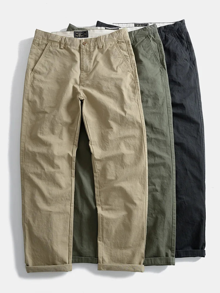 Casual Pants Men Solid Vintage Fashion Spring Autumn Harajuku Japanese Style All-match Straight Trousers New Pockets High Street
