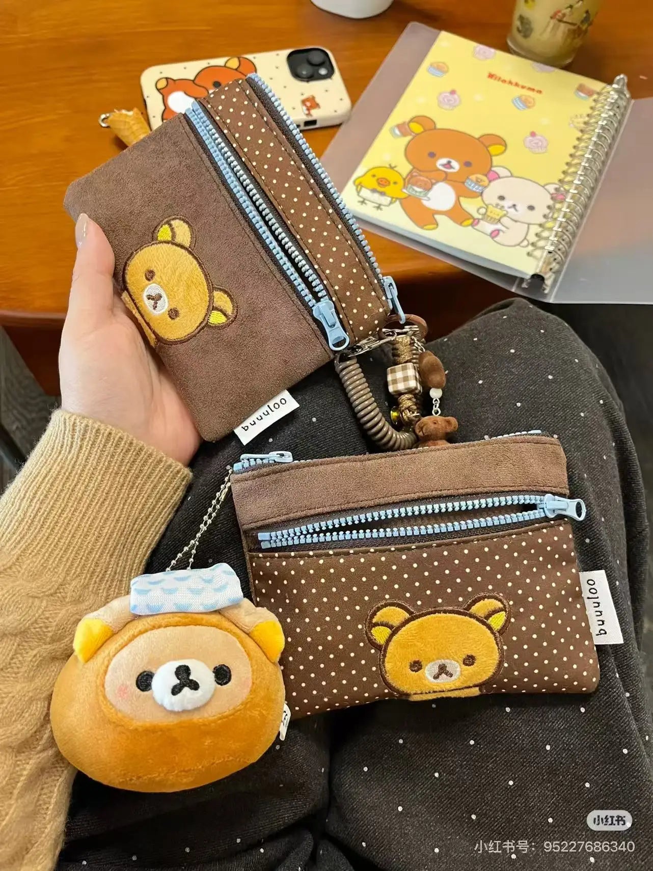 New Original Embroidered Bear Passport Bag Versatile Large-capacity Document Storage Bag Portable Travel Coin Purse Cute Gift