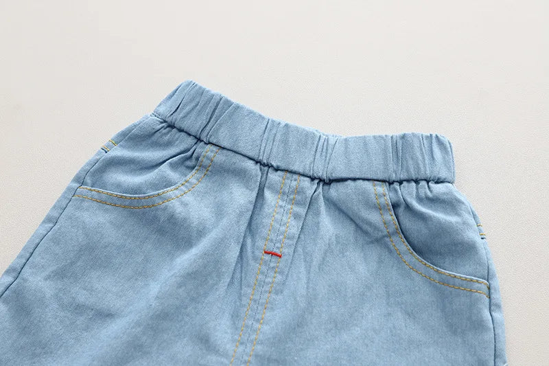 Summer Baby Boys Denim Clothes Suit Children Outfits Fashion Solid Shirt Shorts 2Pcs/Sets Toddler Casual Costume Kids Tracksuits
