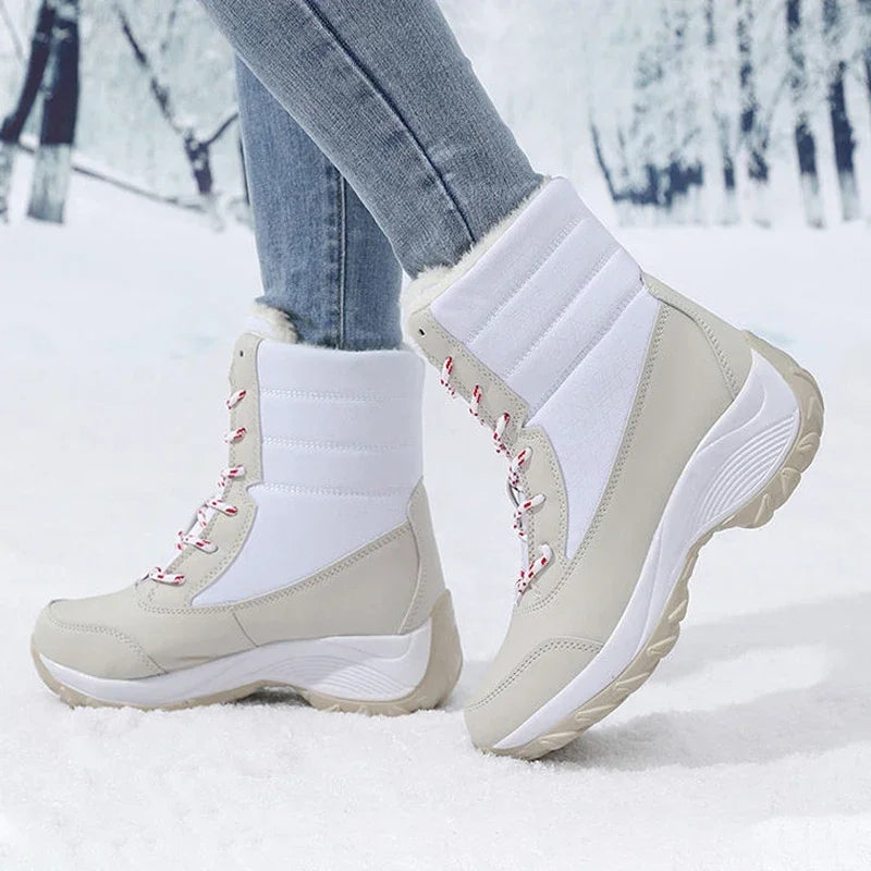 Women Platform Boots Winter Walking Shoes for Woman Plush Keep Warm Thigh High Boots Outdoor Winter Snow Black Ankle Boots 2025