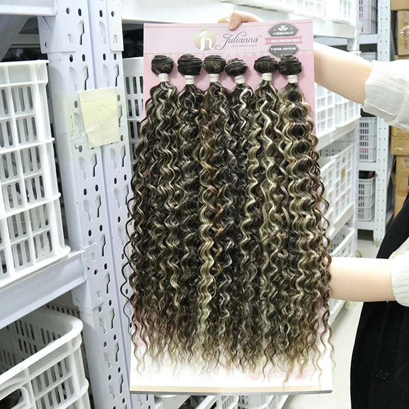 Julianna High Quality Packet Smooth Ombre Curly Kanekalon Fiber Organic Synthetic Weave Bundles Hair Extensions