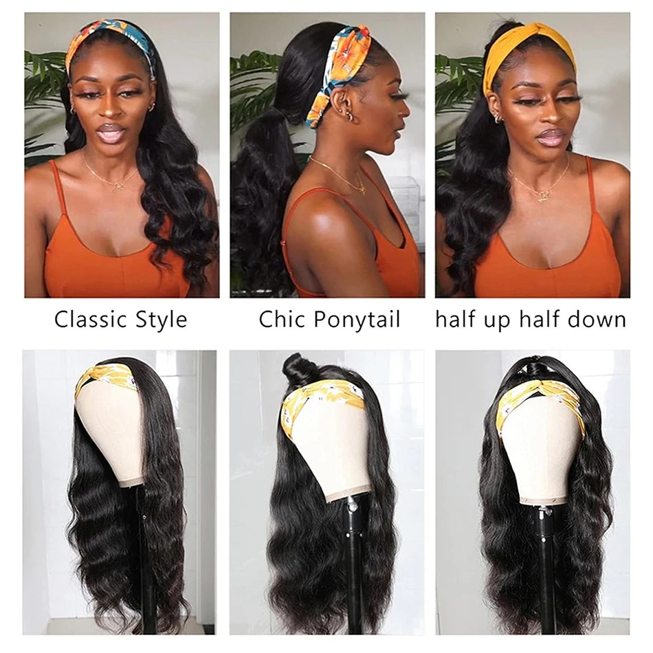 Body wave Headband Wig Human Hair Wigs For Women Brazilian Body Wave Glueless Wigs Virgin Human Hair Wig Machine Made Wig 250%