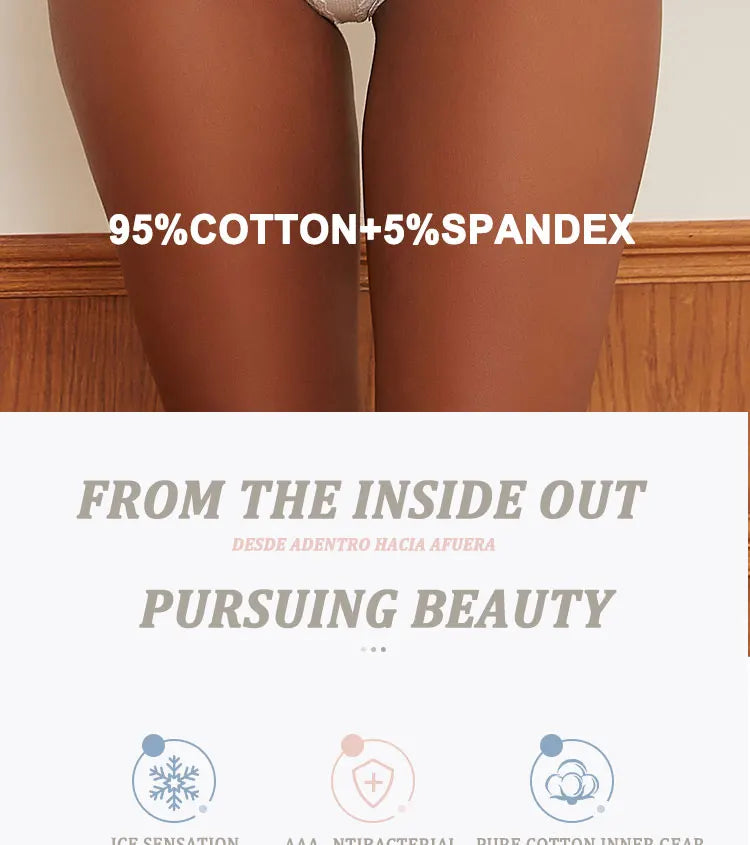 3Pcs/Set Sexy Lace Briefs Cotton Panties Women's Fashion 7 Solid Color Comfortable Briefs Low Waist Underpants Stretch Underwear