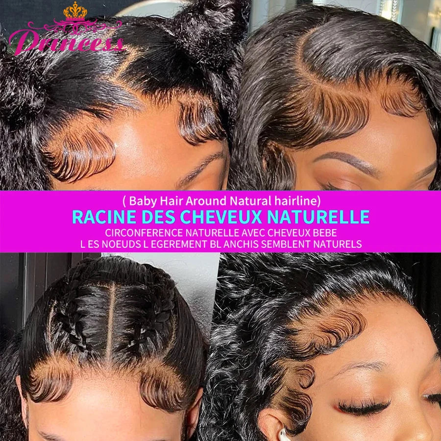 Princess Hair 13x4 Deep Wave Lace Front Wigs Human Hair Pre Plucked HD Transparent Lace Frontal Wigs Human Hair for Black Women