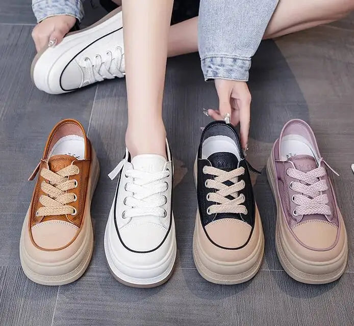2025 New Women's Shoes Platform Sneakers Walking Fashion Lace-up High Quality Comfortable Women Running Shoe