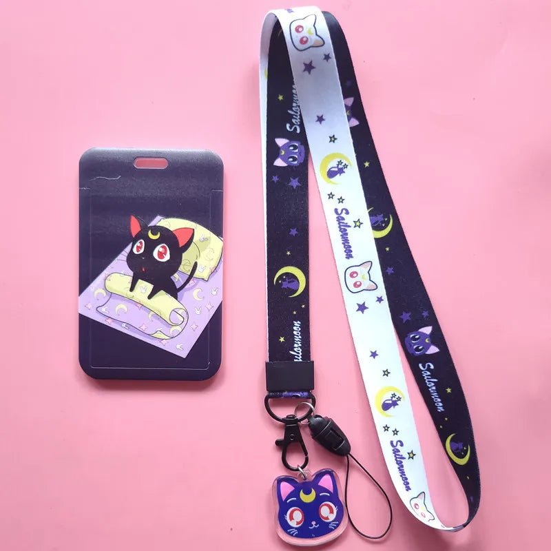 New Cartoon Girls Anime Lanyard Credit Card ID Holder Bag Student Women Travel Bank Bus Business Card Cover Badge