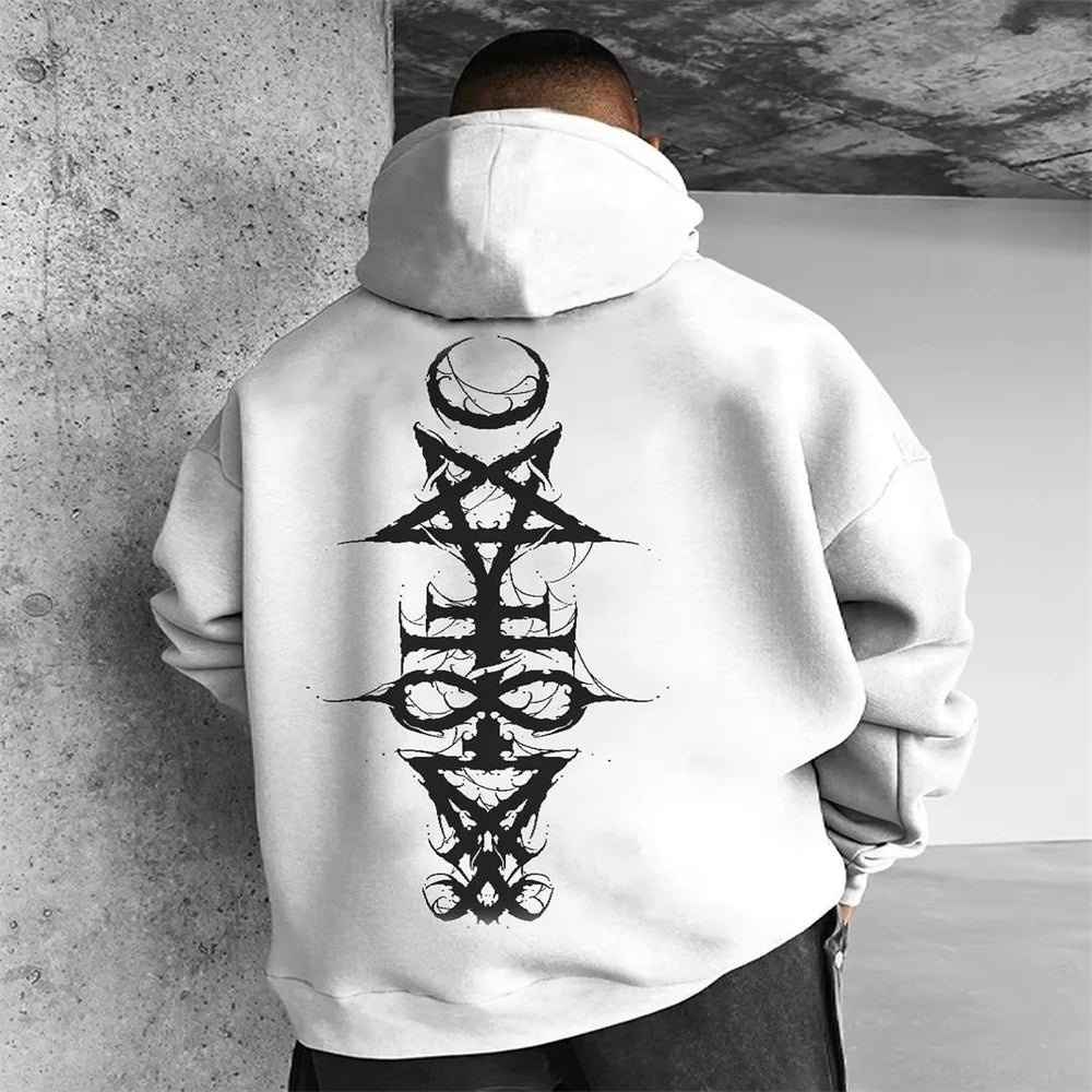 2024 Summer Men's Neck Hoodie 3D Compass Printed Sweatshirt Simple Fashion Male Clothing Loose Oversized for Men New