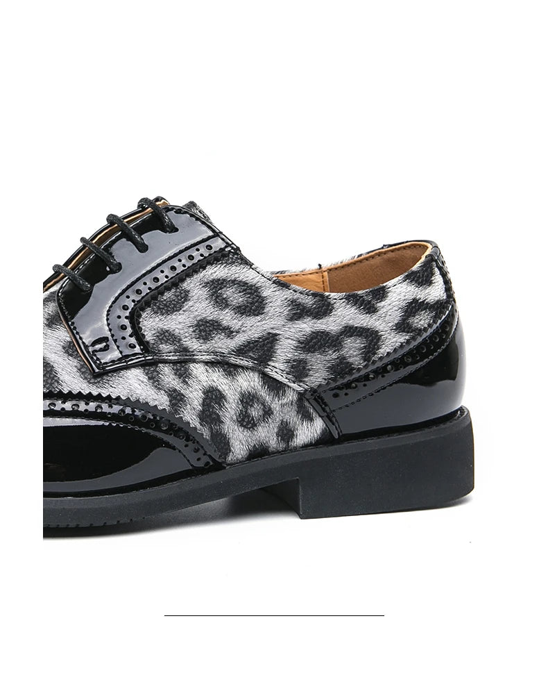 2025 Fashion Leopard Dress Shoes Man Pointed-Toe Lace-up Luxury Man Comfortable Leather Shoes For Men Plus Size 48 Oxford shoes