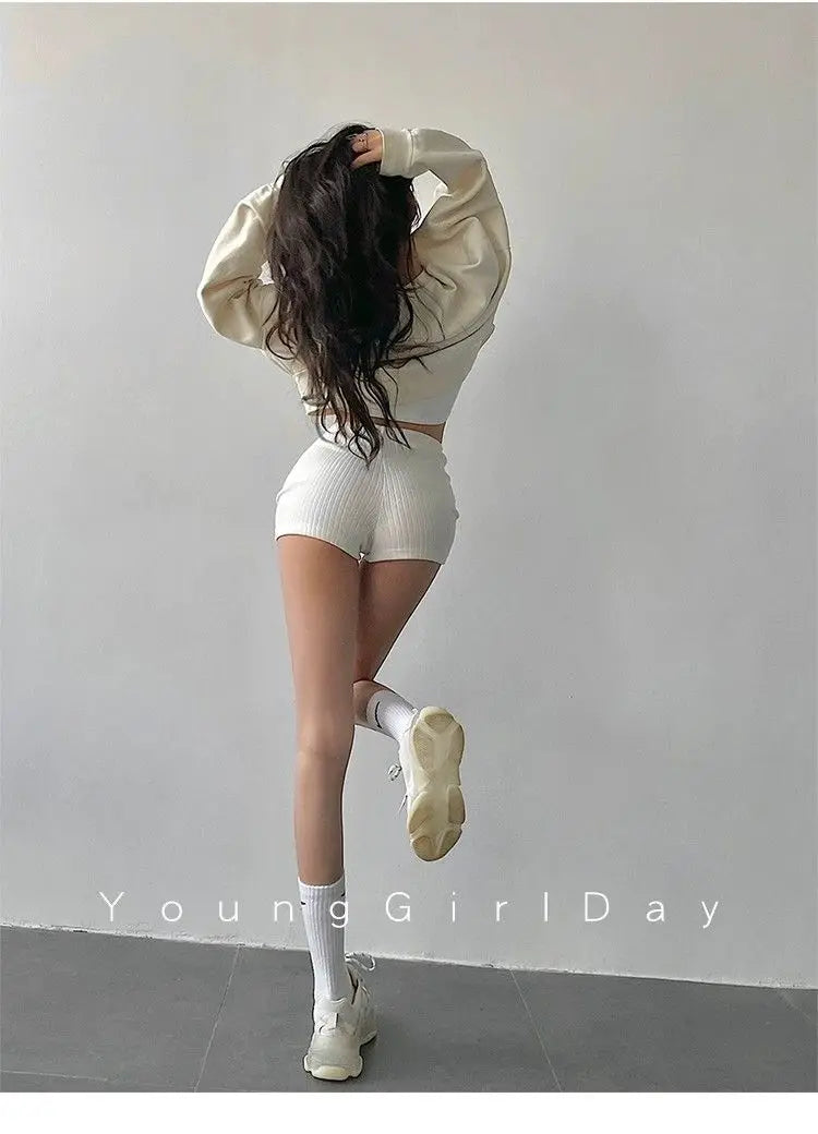 American Style Shorts Women High Waist Sheath Stretch Solid Knitting Hot Trousers Sexy Spice Girls Summer Simple Sporty Casual