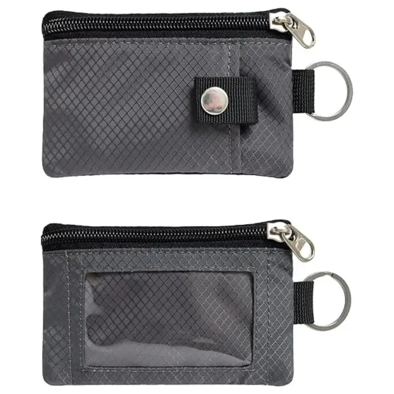 Badge Holder With ID Window Small Wallet Waterproof Anti-Theft Travel Keychain Wallet Men Women Slim Zip Card Lanyard Wallet
