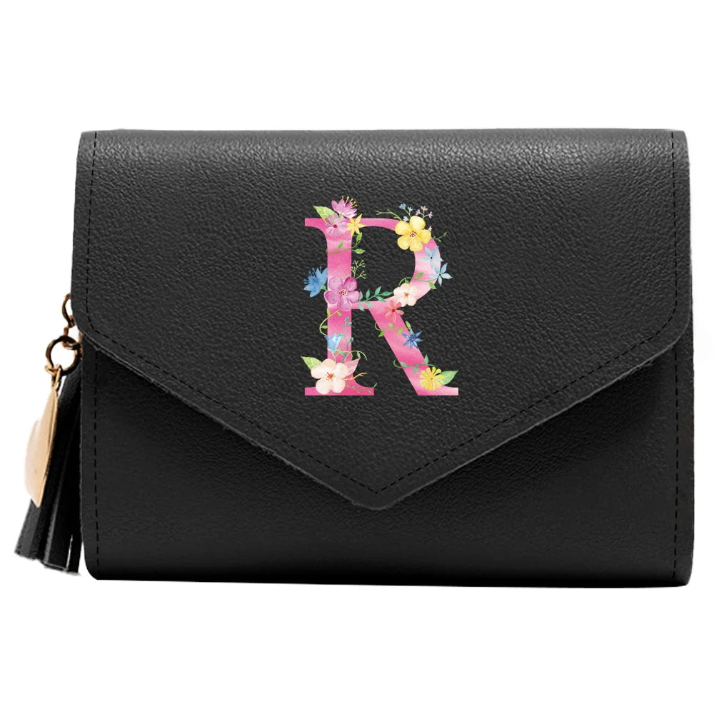 Purse Female Mini Wallet Cute Purse Pink Letter Pattern Slim Wallet RFID Blocking Credit Card Holder Coin Pocket ID Window