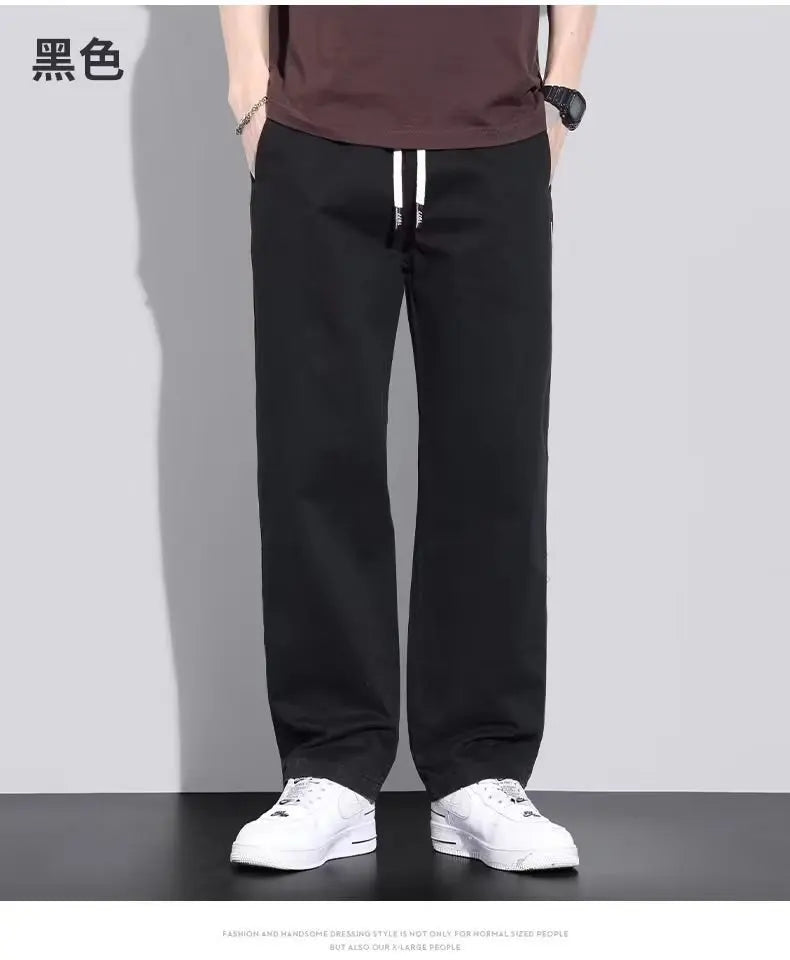 Casual Men's Fashion Simple and Handsome Work Pants for Spring Summer American Fashion Brand Loose Straight Pants for Teenagers